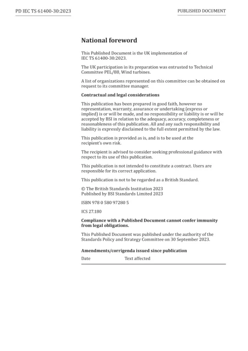 BS PD IEC TS 61400-30:2023 pdf