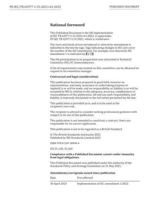 BS PD IEC/TR 62977-1-31:2021+A1:2022 pdf