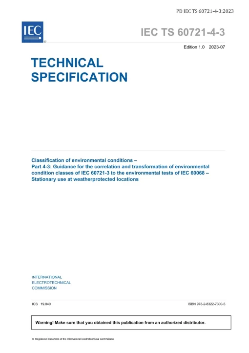 BS PD IEC/TS 60721-4-3:2023 pdf