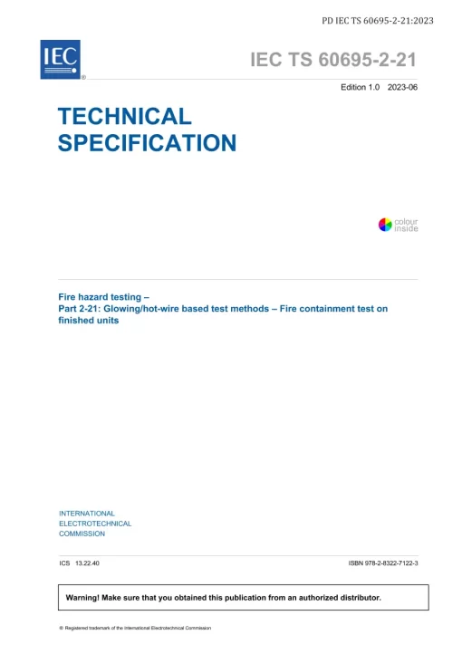 BS PD IEC TS 60695-2-21:2023 pdf