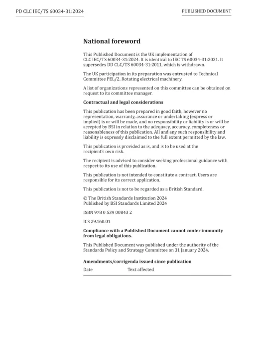 BS PD CLC IEC/TS 60034-31:2024 pdf