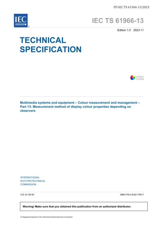 BS PD IEC TS 61966-13:2023 pdf